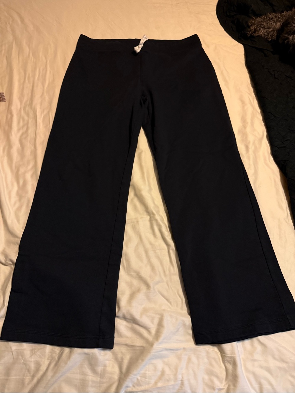 Womens Black Wide-Leg Lounge Pants
